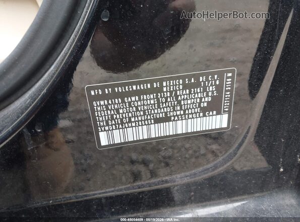3VWDB7AJ6HM285658 2017 VOLKSWAGEN JETTA Black Շարժիչի բաժամունքի տեսք