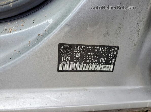 3VWE57BU1MM032164 2021 VOLKSWAGEN JETTA Silver ძრავის განყოფილების ხედი