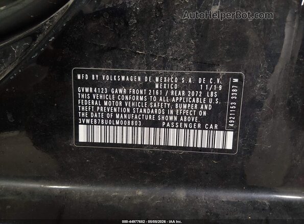 3VWEB7BU0LM008803 2020 VOLKSWAGEN JETTA Black Engine compartment view