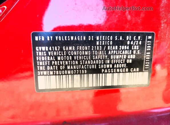 3VWEM7BU0RM077199 2024 VOLKSWAGEN JETTA Красный 