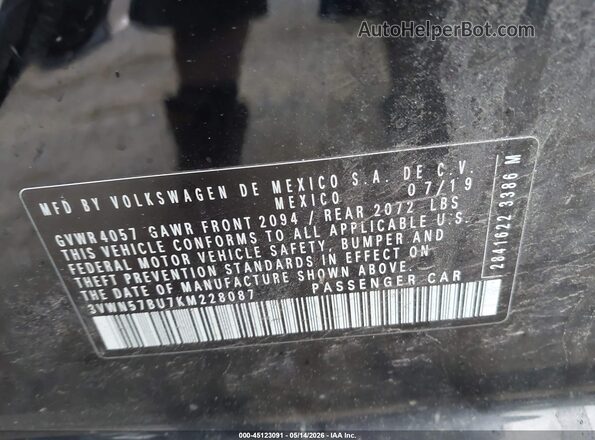 3VWN57BU7KM228087 2019 VOLKSWAGEN JETTA Черный Вид подкапотного пространства