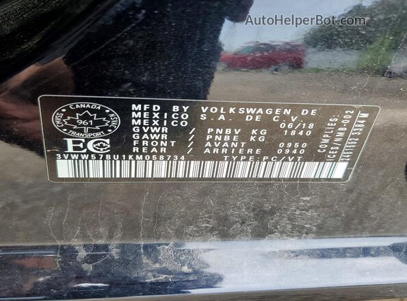 3VWW57BU1KM058734 2019 VOLKSWAGEN JETTA Black 