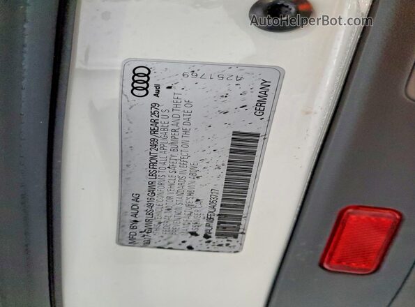 WAUFNCF5XJA053717 2018 AUDI A5 White VIN կոդի պիտակի տեսք