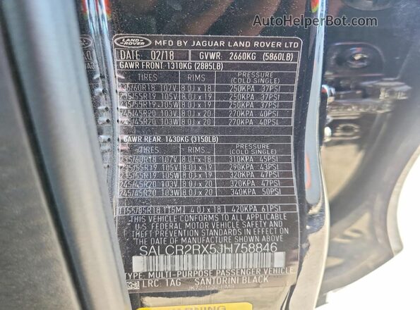 SALCR2RX5JH758846 2018 LAND ROVER DISCOVERY Черный 