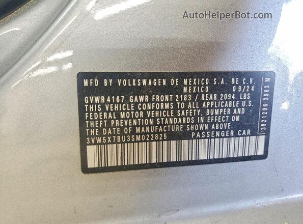 3VW5X7BU3SM022825 2025 VOLKSWAGEN JETTA Gray 