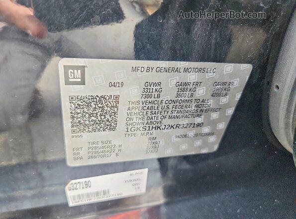1GKS1HKJ2KR327190 2019 GMC YUKON Черный 