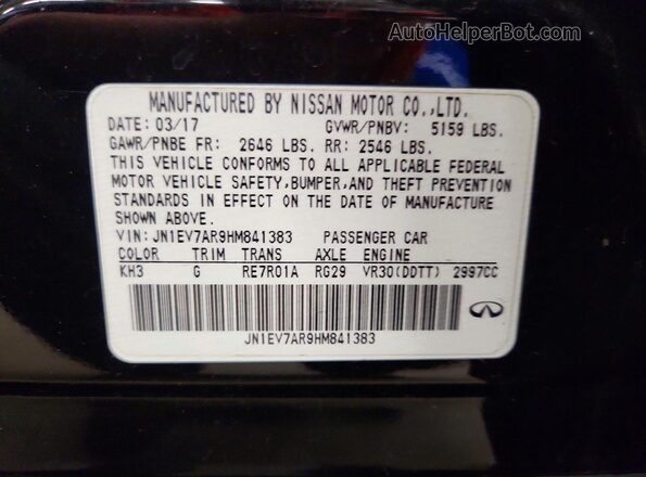 JN1EV7AR9HM841383 2017 INFINITI Q50 Black 