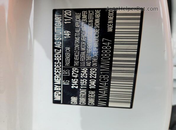 W1N4M4GB1MW088847 2021 MERCEDES-BENZ GLB-CLASS White 