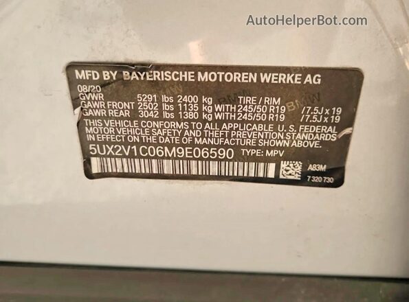 5UX2V1C06M9E06590 2021 BMW X4 Gray 
