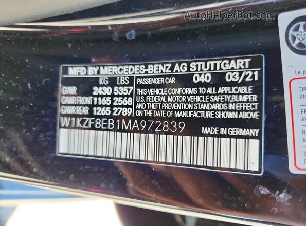 W1KZF8EB1MA972839 2021 MERCEDES-BENZ E Black 