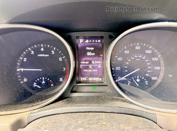 KM8SR4HF2HU185683 2017 HYUNDAI SANTA Gray Instrument cluster view
