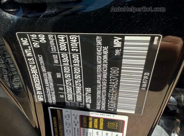 4JGDF6EE9HA837080 2017 MERCEDES-BENZ GLS-CLASS Black Вид задньої частини салону