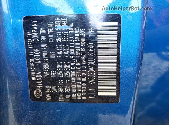 KM8J23A43LU181640 2020 HYUNDAI TUCSON Синий 