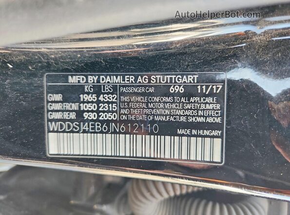 WDDSJ4EB6JN612110 2018 MERCEDES-BENZ CLA-CLASS Black 