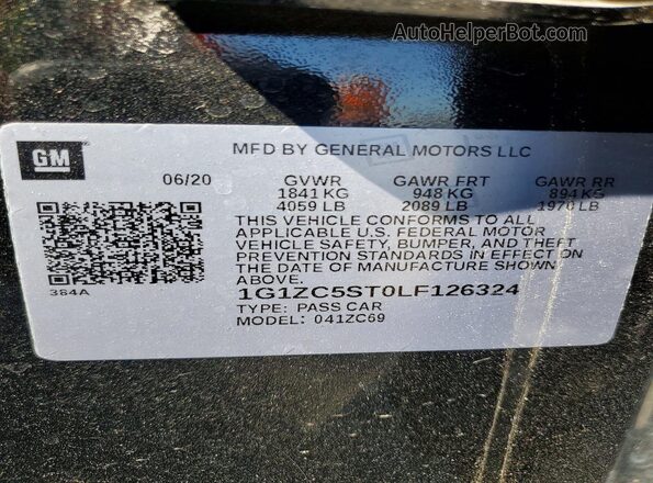 1G1ZC5ST0LF126324 2020 CHEVROLET MALIBU Black 