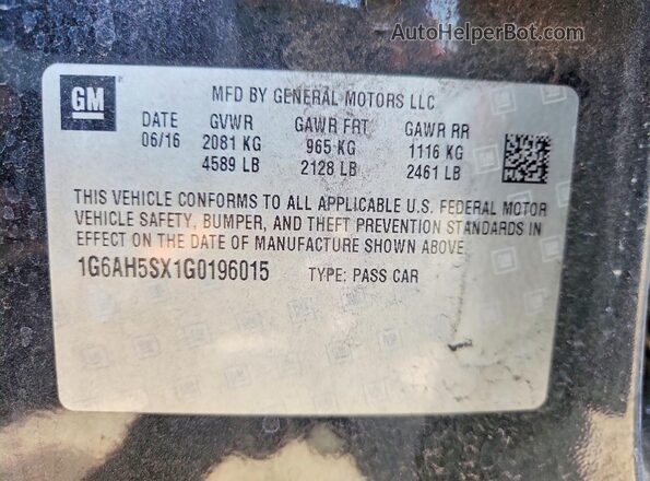 1G6AH5SX1G0196015 2016 CADILLAC ATS Black 
