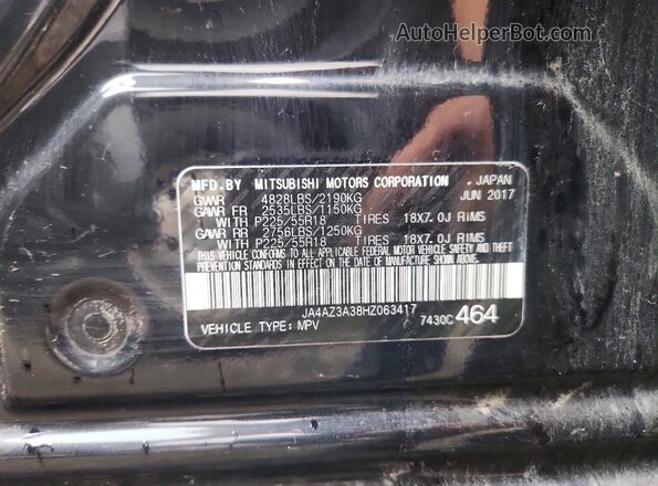 JA4AZ3A38HZ063417 2017 MITSUBISHI OUTLANDER Черный 