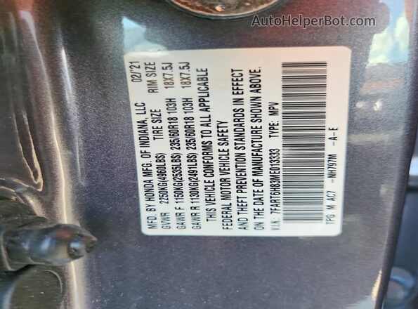 7FART6H83ME013333 2021 HONDA CR-V Серый 