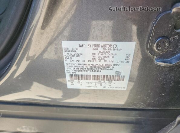1FMSK8FH0PGA59903 2023 FORD EXPLORER Gray 