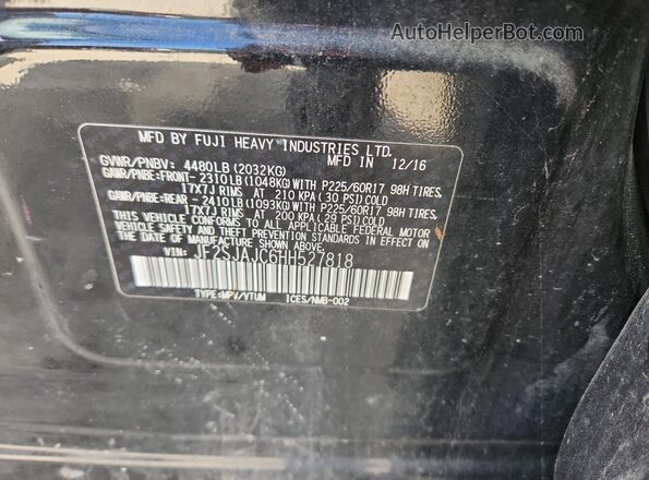 JF2SJAJC6HH527818 2017 SUBARU FORESTER 2.5 Black Панорамний вид салону 360°