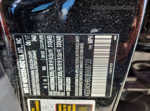 4JGDA5HB0JB008733 2018 MERCEDES-BENZ GLE Black Вид наклейки з VIN-кодом