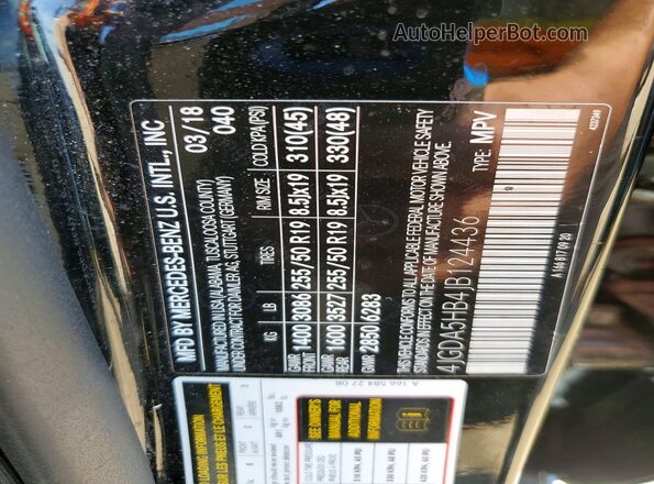 4JGDA5HB4JB124436 2018 MERCEDES-BENZ GLE Black VIN sticker view