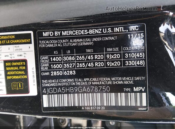 4JGDA5HB9GA678750 2016 MERCEDES-BENZ GLE 350 Black Widok komory silnika