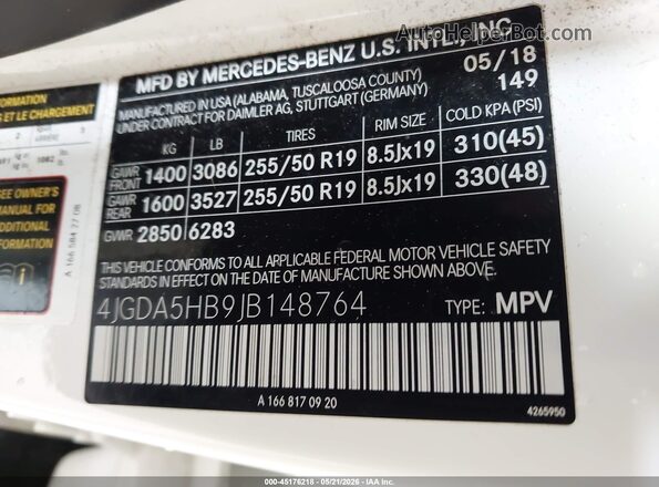 4JGDA5HB9JB148764 2018 MERCEDES-BENZ GLE 350 White Vista del compartimento del motor