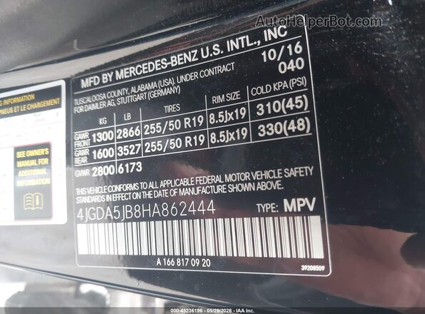 4JGDA5JB8HA862444 2017 MERCEDES-BENZ GLE 350 Black 