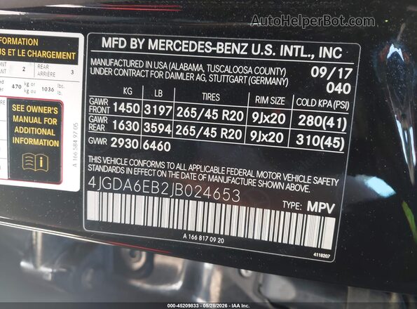 4JGDA6EB2JB024653 2018 MERCEDES-BENZ AMG GLE 43 Black Вид підкапотного простору