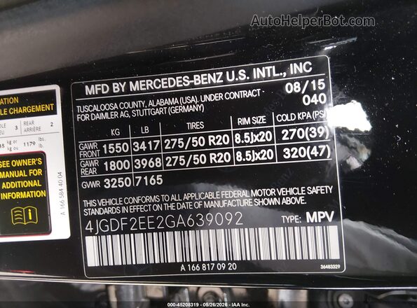 4JGDF2EE2GA639092 2016 MERCEDES-BENZ GL 350 BLUETEC Black Engine compartment view