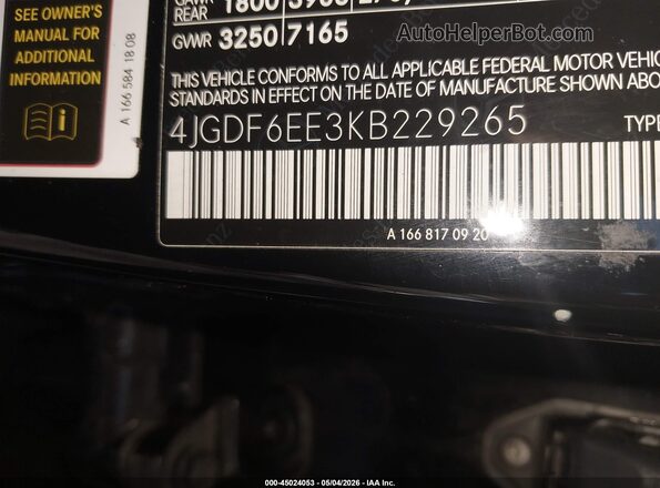 4JGDF6EE3KB229265 2019 MERCEDES-BENZ GLS 450 Black Widok komory silnika