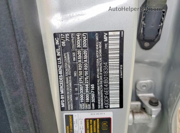 4JGDF6EE4JB018364 2018 MERCEDES-BENZ GLS Silver 