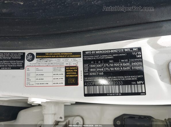 4JGDF6EE5GA682333 2016 MERCEDES-BENZ GL 450 White Widok komory silnika