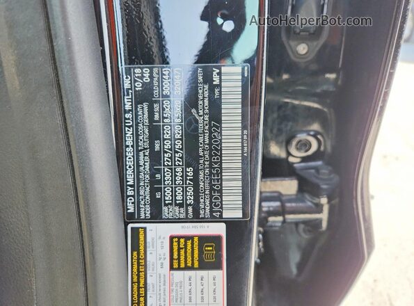 4JGDF6EE5KB220227 2019 MERCEDES-BENZ GLS Black VIN sticker view