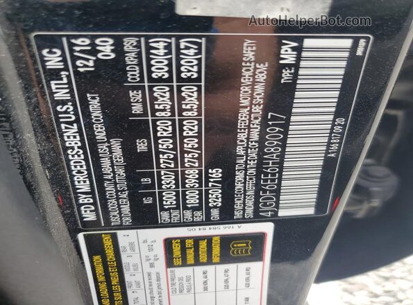 4JGDF6EE6HA890917 2017 MERCEDES-BENZ GLS Black 360 interior view