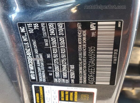 4JGDF6EE7GA665985 2016 MERCEDES-BENZ GL-CLASS Charcoal 