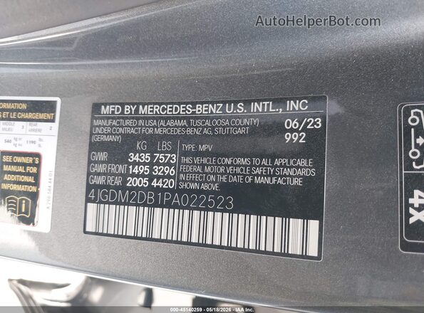 4JGDM2DB1PA022523 2023 MERCEDES-BENZ EQS 450+ SUV Gray Вид підкапотного простору