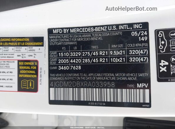 4JGDM2DBXRA033958 2024 MERCEDES-BENZ EQS 450 SUV Белый Вид подкапотного пространства