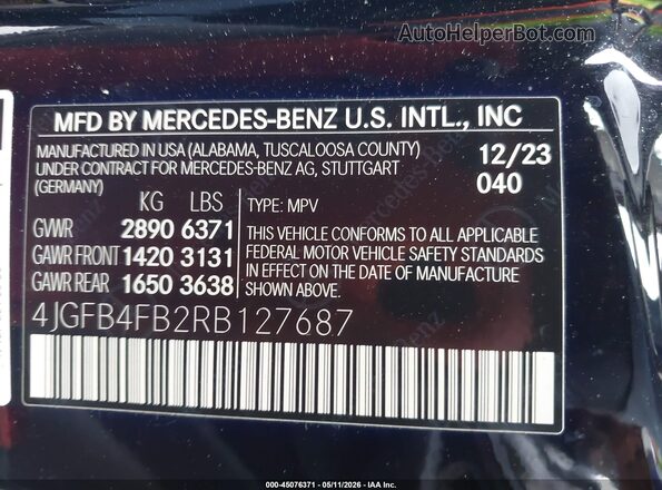 4JGFB4FB2RB127687 2024 MERCEDES-BENZ GLE 350 Black Engine compartment view