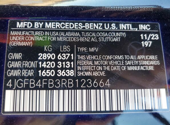4JGFB4FB3RB123664 2024 MERCEDES-BENZ GLE Black Vista interior de 360 grados