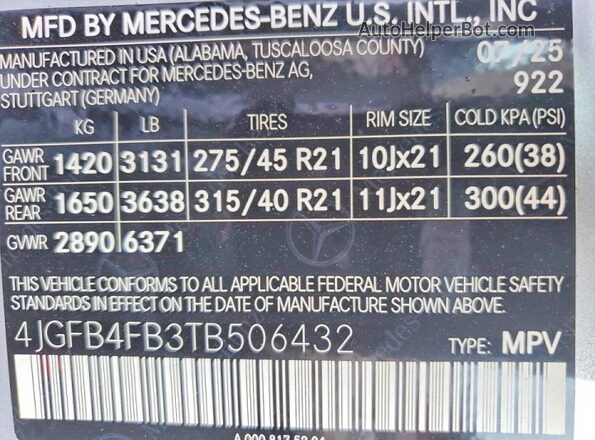 4JGFB4FB3TB506432 2026 MERCEDES-BENZ GLE Silver 