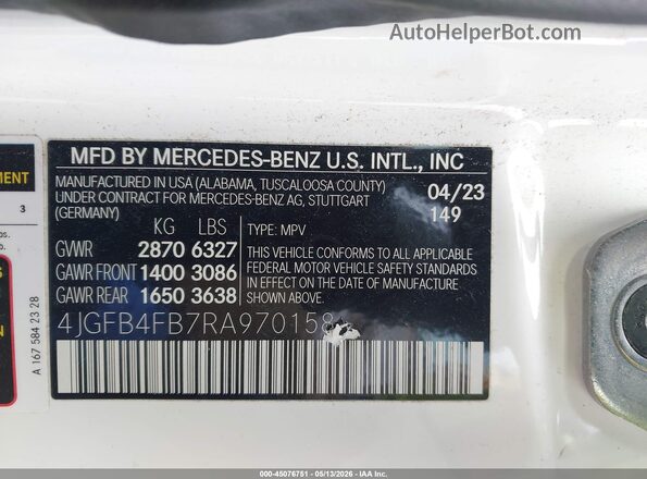 4JGFB4FB7RA970158 2024 MERCEDES-BENZ GLE 350 White Vista del compartimento del motor