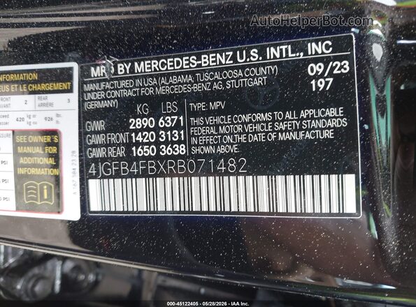 4JGFB4FBXRB071482 2024 MERCEDES-BENZ GLE 350 Black Вид підкапотного простору