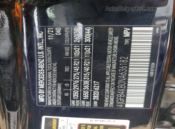 4JGFB4KB0NA636182 2022 MERCEDES-BENZ GLE Black Вид підкапотного простору