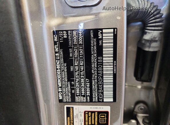 4JGFB4KB0PA880188 2023 MERCEDES-BENZ GLE Silver VIN կոդի պիտակի տեսք