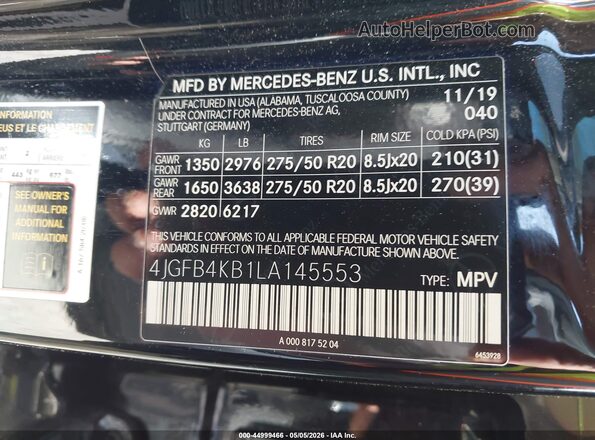 4JGFB4KB1LA145553 2020 MERCEDES-BENZ GLE 350 Green Vista del compartimento del motor