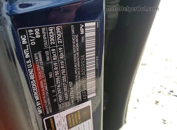4JGFB4KB2LA009934 2020 MERCEDES-BENZ GLE Blue Vista interior de 360 grados