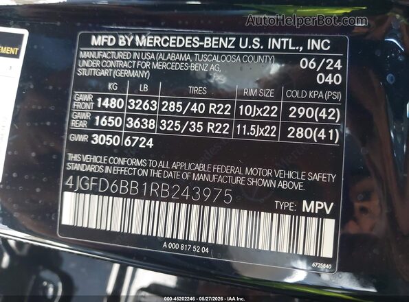 4JGFD6BB1RB243975 2024 MERCEDES-BENZ AMG GLE 53 COUPE Black Вид підкапотного простору