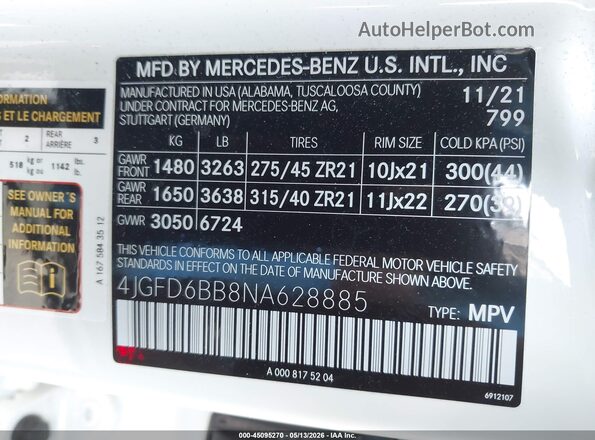 4JGFD6BB8NA628885 2022 MERCEDES-BENZ AMG GLE 53 COUPE White Vista del compartimento del motor